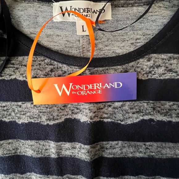 NWT Anthropologie by Wonderland by Orange navy heathered striped tunic top - Picture 4 of 4
